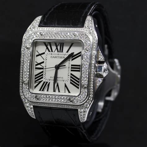 cartier santos analog watch|cartier santos 100 diamond price.